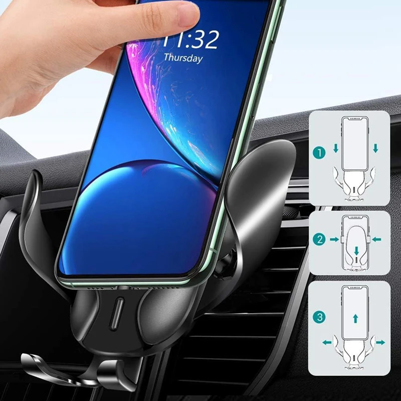 

Car 15W Phone Charger Mount Quick QI Wireless Gravity Clamping Fast Charging Holder for iPhone Pro for Samsung
