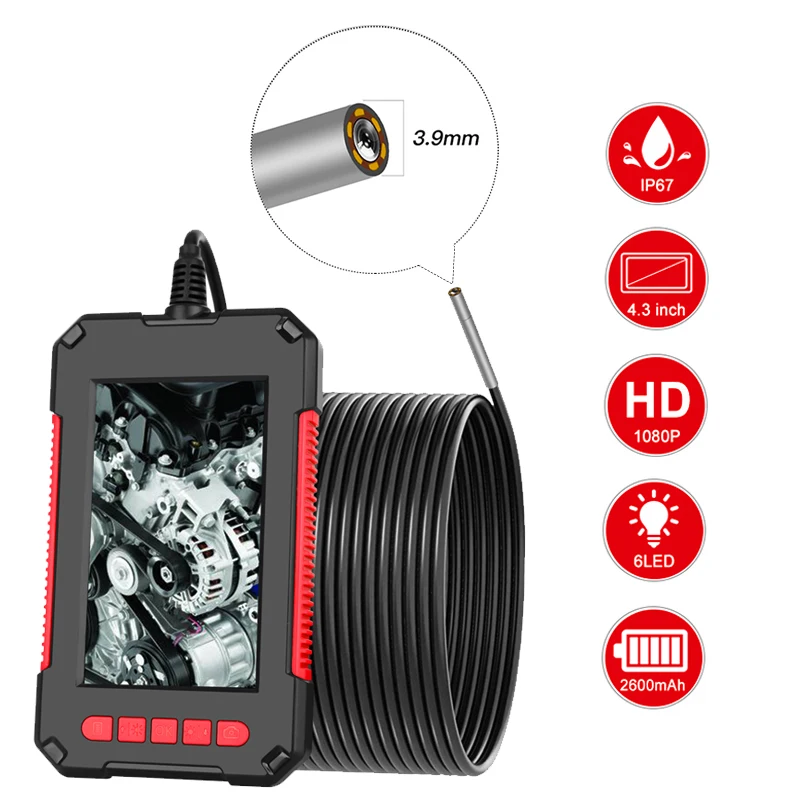 2.0MP 3 9 мм промышленный бороскоп эндоскоп змеиная камера 1080P HD 4 дюймов ЖК экран IPS