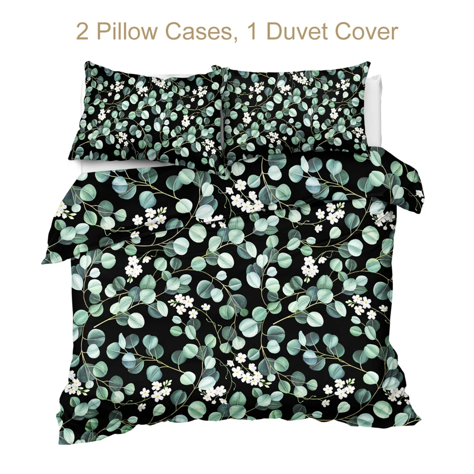 Пододеяльник BeddingOutlet из эвкалипта с рисунком листьев растений набор 3 предметов