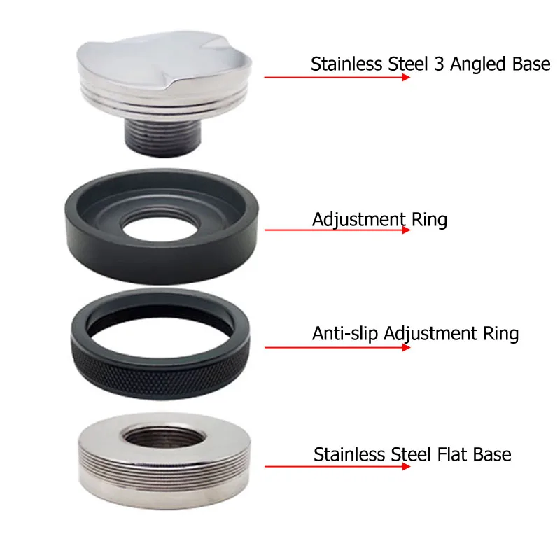 

304 Stainless Steel 51/53/58mm Double Head 3 Angled Slopes and Flat Base Coffee Tamper Espresso Coffee Porfilter Filter