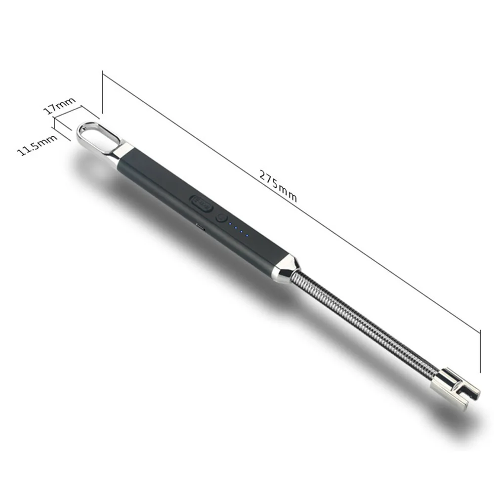 

360 Degree Long Kitchen Gas Stove Lighter BBQ USB Electric Rechargeable Windproof Plasma Arc Flameless Candle Lighters With hook