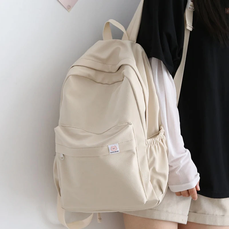 Водонепроницаемый нейлоновый женский рюкзак, дорожные ранцы для девочек-подростков, однотонные сумки для книг