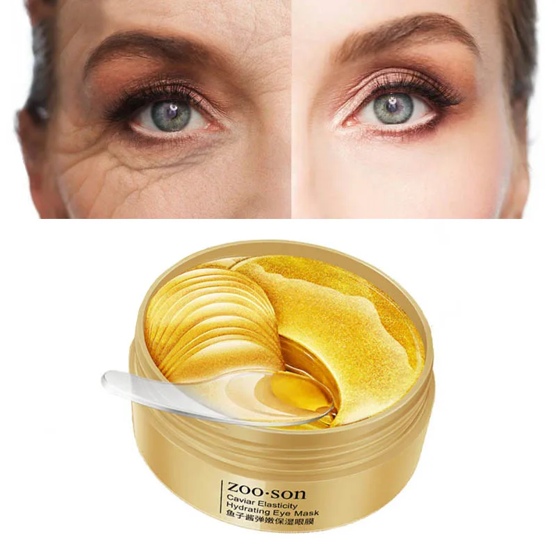 Золотая маска для глаз 24 К увлажняющая эссенция с икрой увлажняющие патчи ухода