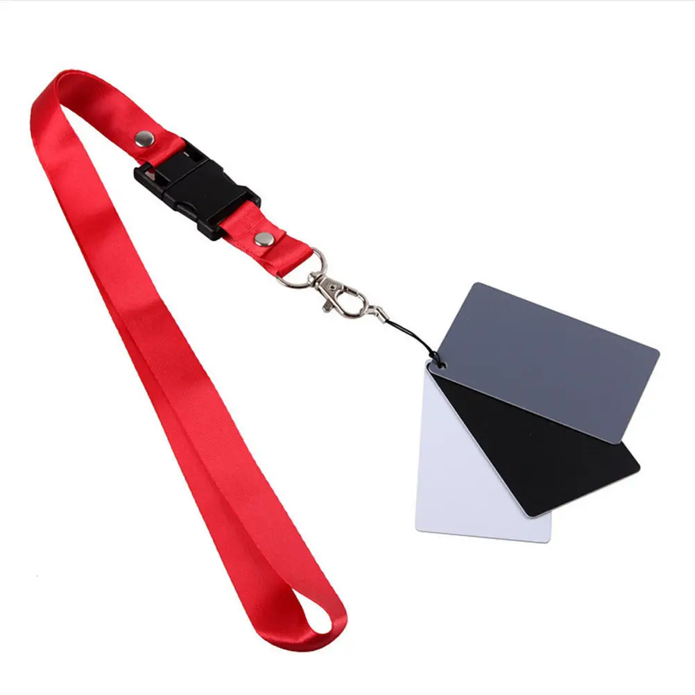 

3 In 1 White Black Grey Balance Cards 18 Degree Gray Card S Size With Neck Strap Photography Accessories For Digital Cameras