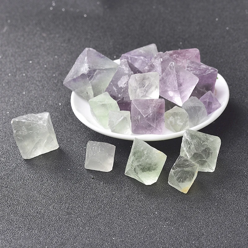 

100% Natural Crystal Fluorite Octahedral Crystal Rock Specimens Healing Reiki Energy Gemstone Modern Home Decoration Crafts Gift