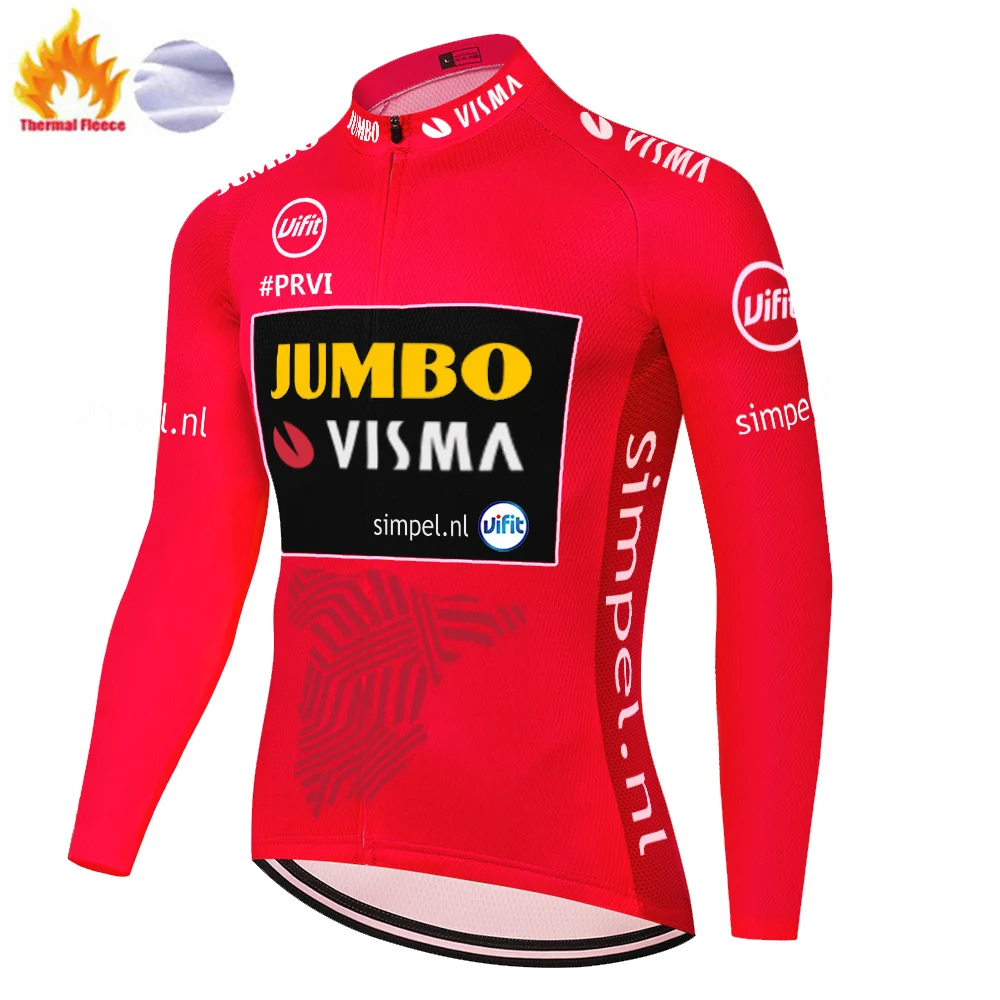 2020 JUMBO VISMA длинный рукав Велоспорт Джерси зимний термальный флис camisa de ciclismo