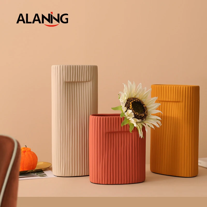 

Nordic Morandi Style Ceramics Line Sculpture Vase Desktop Vase Decoration Living Room Dining Room TV Cabinet Ornaments Decor