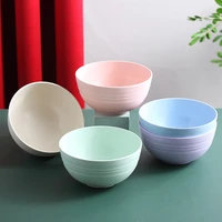 4pcs set of japanese color wheat straw rice bowl soup noodles creative salad fruit wheat flavor tableware set big bowl