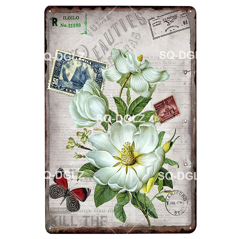 Lotus Магнолия металлический знак табличка винтажный Декор украшение для паба бара