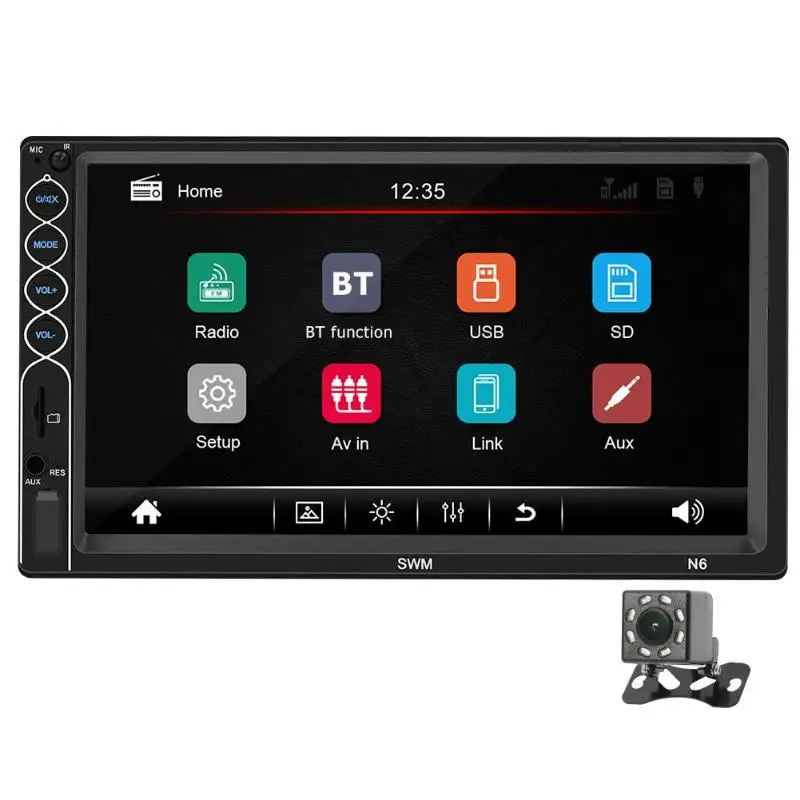 SWM стерео 2 DIN Bluetooth USB AUX радио приемник 7 дюймов сенсорный экран MP5 плеер UI дизайн с реверсивным изображением головное устройство - Цвет: D