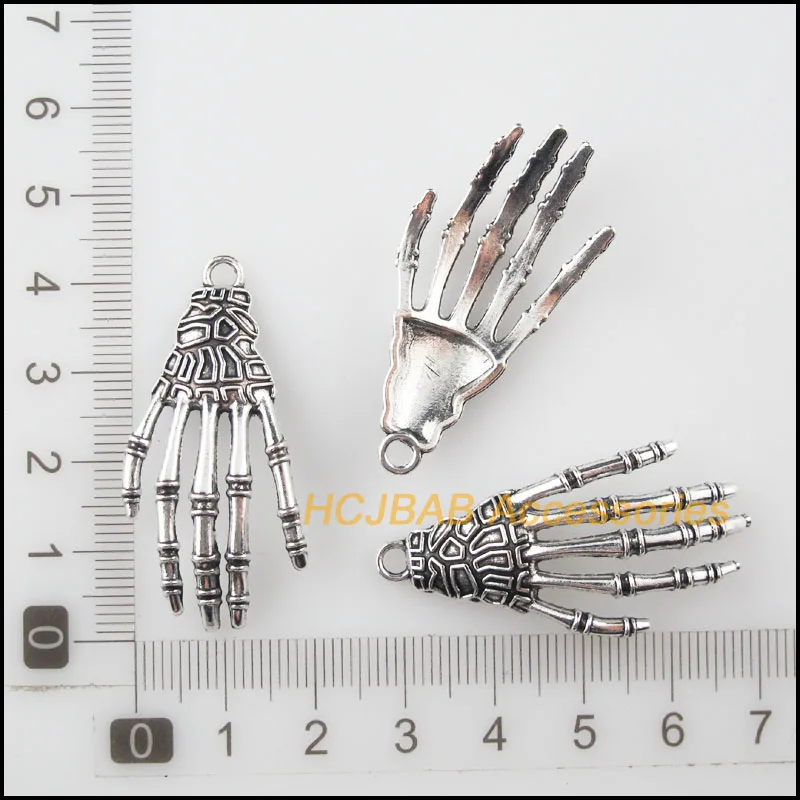 Новые 8 шт. Тибетский серебристый цвет Хэллоуин Череп когти Очаровательные