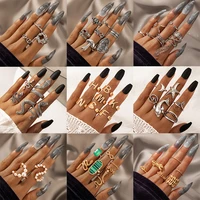 docona fashion crystal pearl silver color rings set for women geometry snake mushroom finger rings female 2021 jewelry anillos