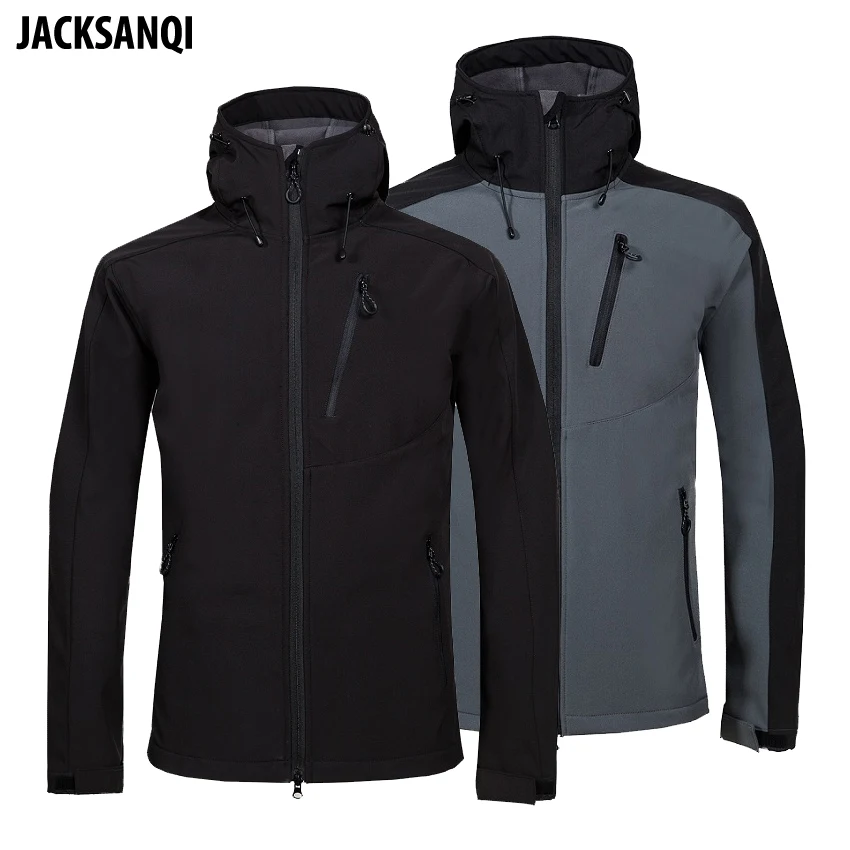 

JACKSANQI New Men's Outdoor Jackets Winter Thermal Coats Softshell Fleece Hiking Climbing Trekking Skiing Male Windbreaker RA299