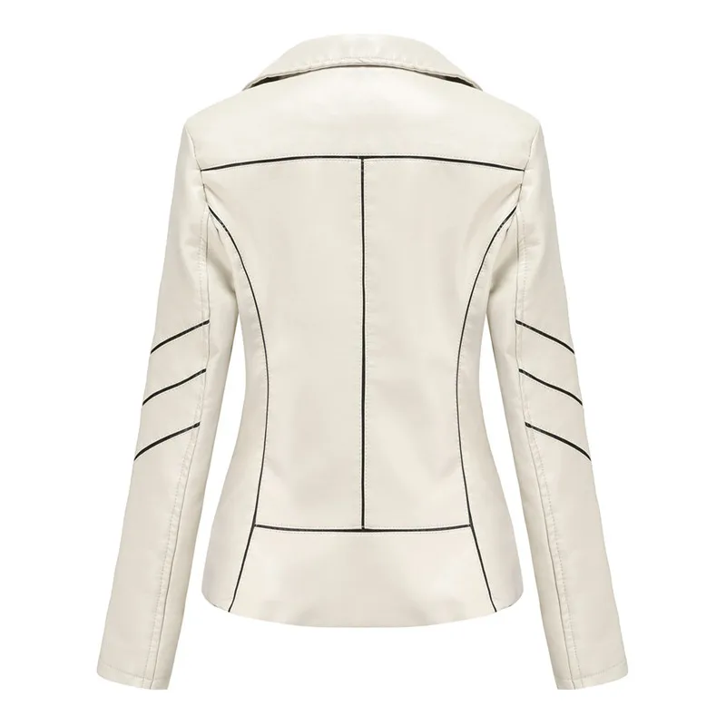 

Mustard Green Spring Autumn Turn-down Collar black leather jacket Elegant Faux Leather jackets women Moto Biker PU outwear Y437
