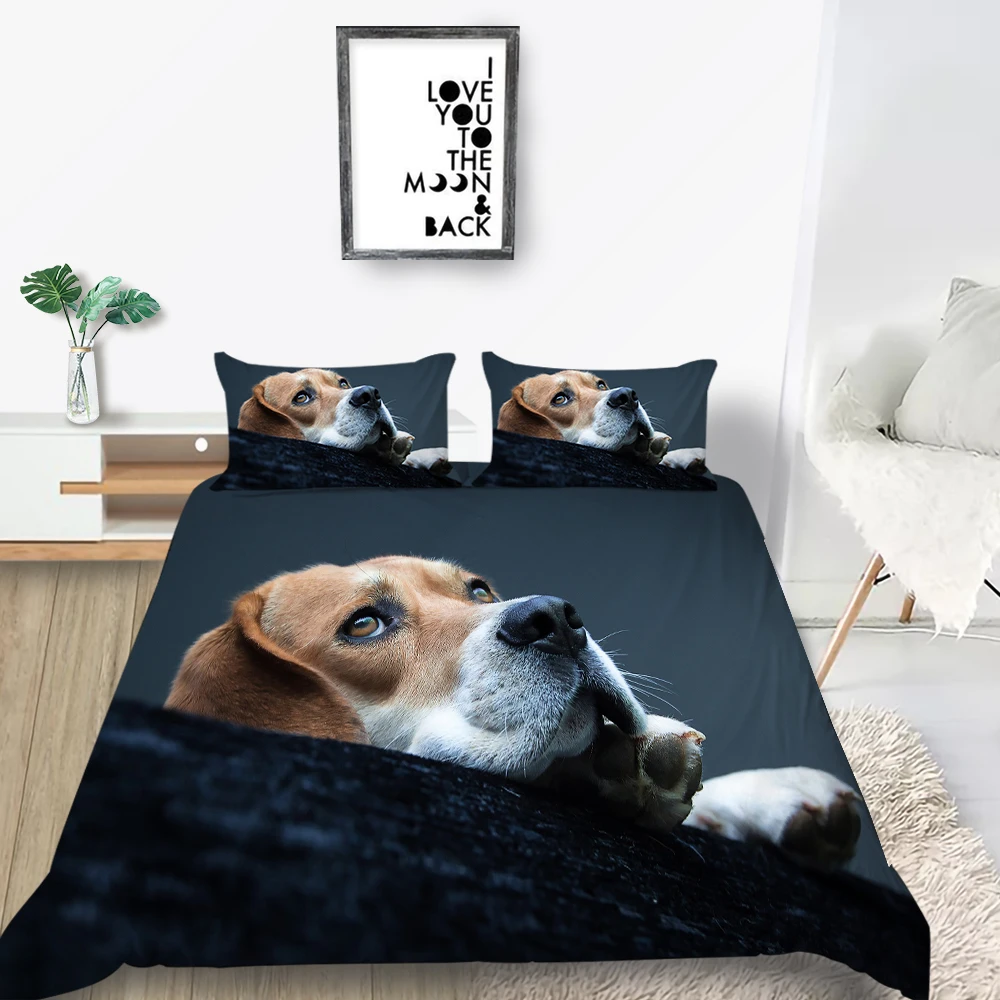

3D Creative Bedding Set Melancholy Dog Hot Sale Duvet Cover Adult Kids King Queen Twin Full Single Double Unique Design Bed Set