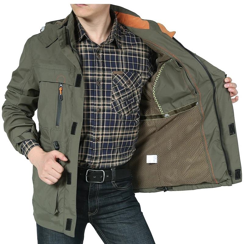 Куртка мужская для пешего туризма Повседневная ветровка средней длины с