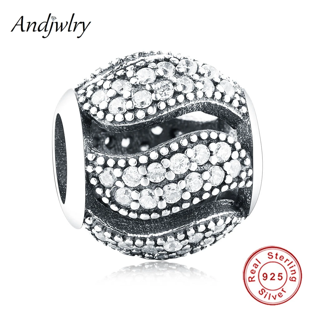 

Fit Original Pandora Charms Bracelet Sterling 925 Silver Beads Wave Clear CZ Charms Women DIY Jewelry Making Berloque