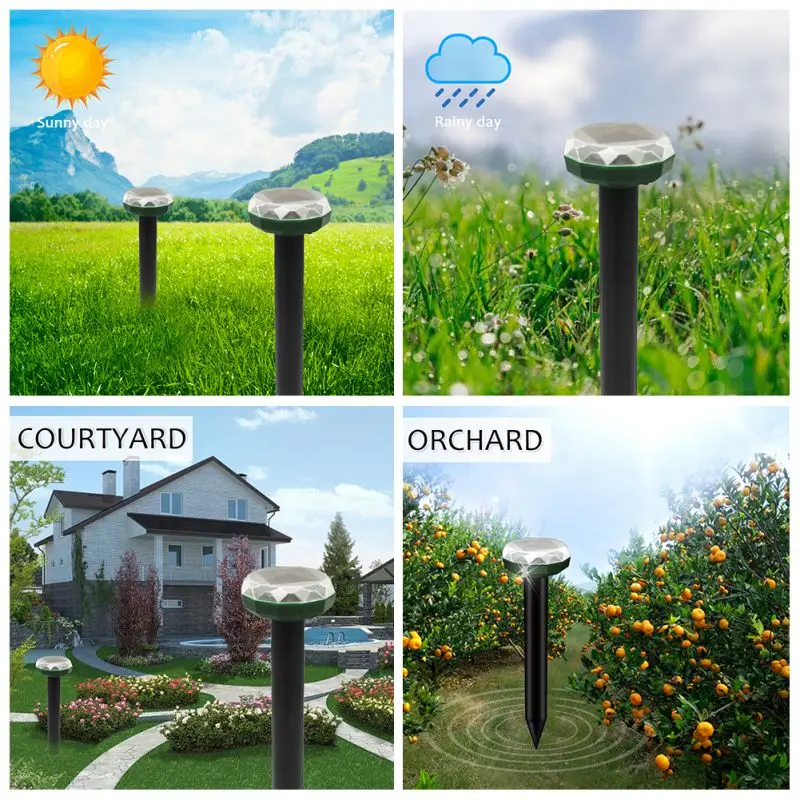

Outdoor Solar Repellent Ultrasonic Waterproof Animal Pest Repellent Deterrent Scarer with Powerful Flashing Light