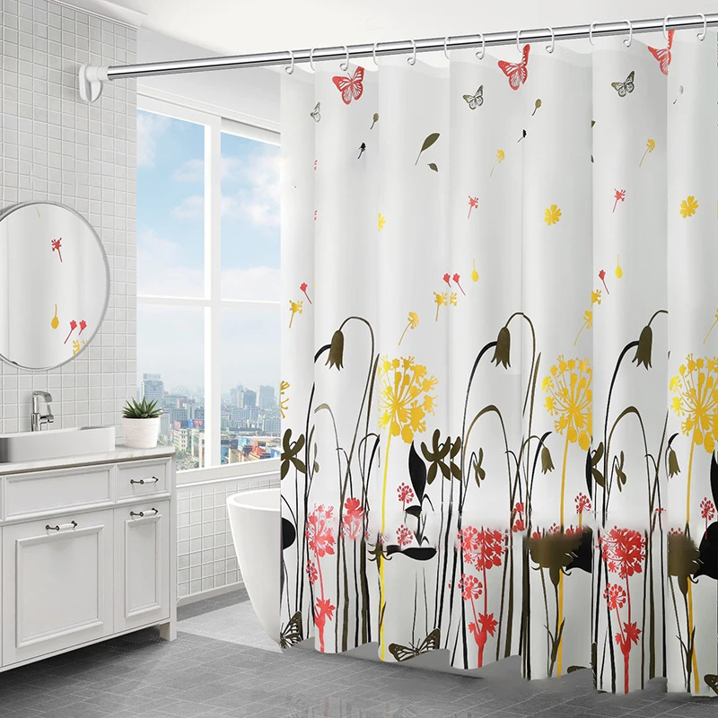 

Shower Curtain Waterproof Bathroom Curtain PEVA Thicken Shower Curtains Mildew Proof Bath Curtains With Hooks Bathroom Products