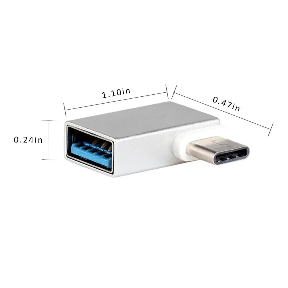 Переходник OTG с левой и правой головкой углом поворота 90 градусов из алюминиевого