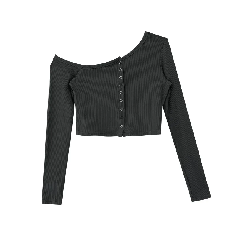 Вязаный кардиган TVVOVVIN для девушек осенняя короткая футболка с длинными рукавами