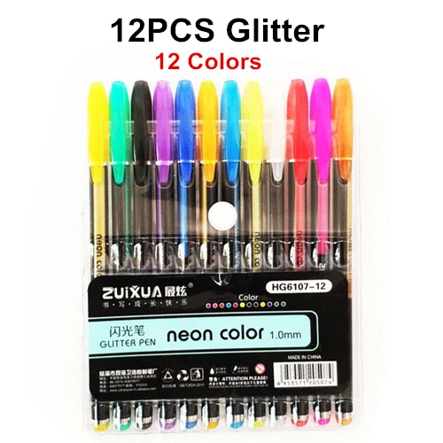12Color Glitter GENKKY продвижение ручка 48 Цвета набор гелевых ручек гелевая ручка с блестками, способный преодолевать Броды для взрослых раскраски журналов для рисования Рисование маркер для рисования - Цвет: 12Color Glitter