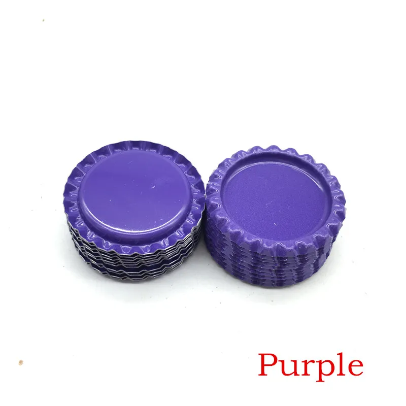 Purple Новое поступление, 24 цвета, с обеих сторон, металлические фланцевые крышки для бутылок без отверстий, плоские крышки для бутылок для ожерелья, украшения для волос - Цвет: Purple