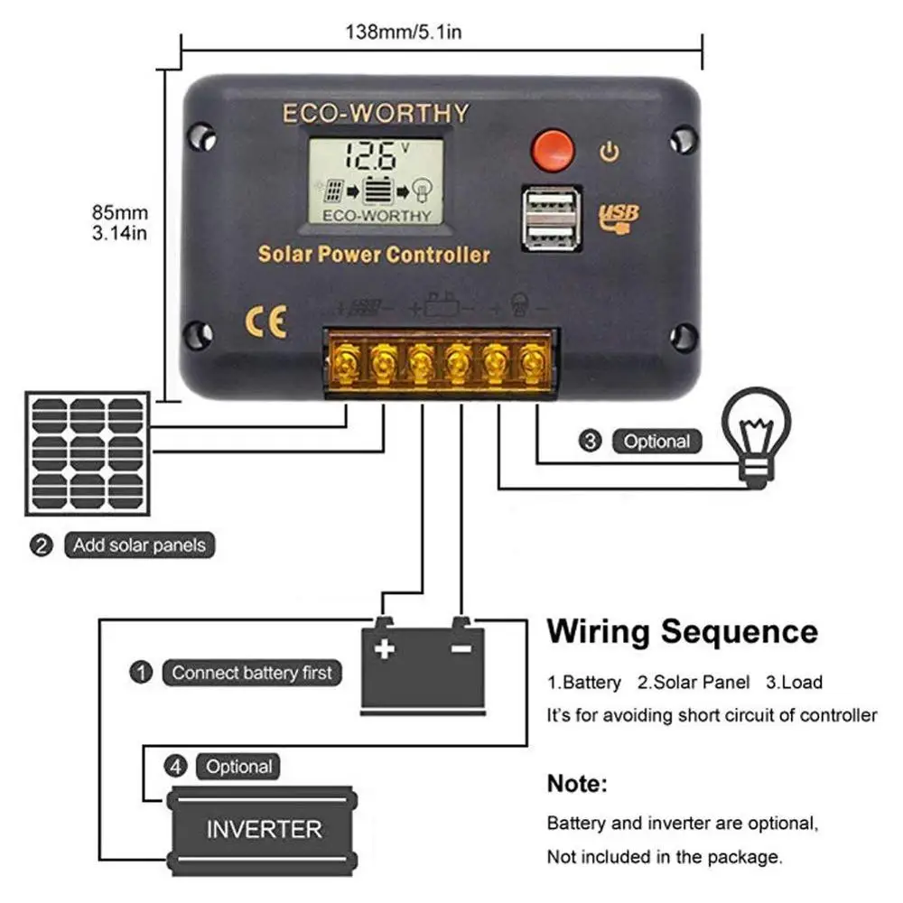 ECO WORTHY 12V 100W Monocrystalline Solar Panel + 20A LCD Charge Controller a Pair of 16ft Cables Z Bracket for RV|polycrystalline solar