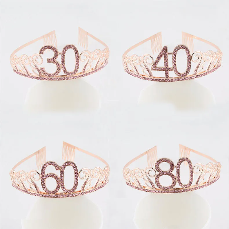 

Alloy Rhinestone Wreath Headband for Girls Hair Hoop Birthday Crown Hat Party Decorations Princesse 10 16 18 20 30 40 50