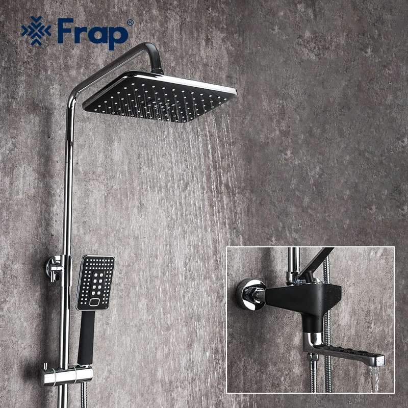 

Frap Bathroom Faucet Black Rain Shower Head Faucet Wall Mounted Bathtub Shower Mixer Tap Shower Faucet Shower Set Mixer F2457