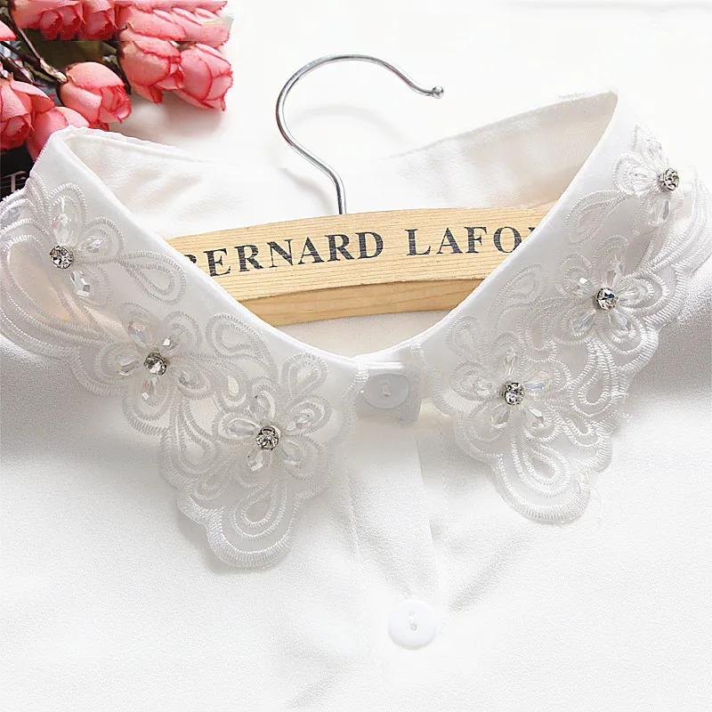 Linbaiway Женская взрослая рубашка кружевной воротник имитация бисера ложный