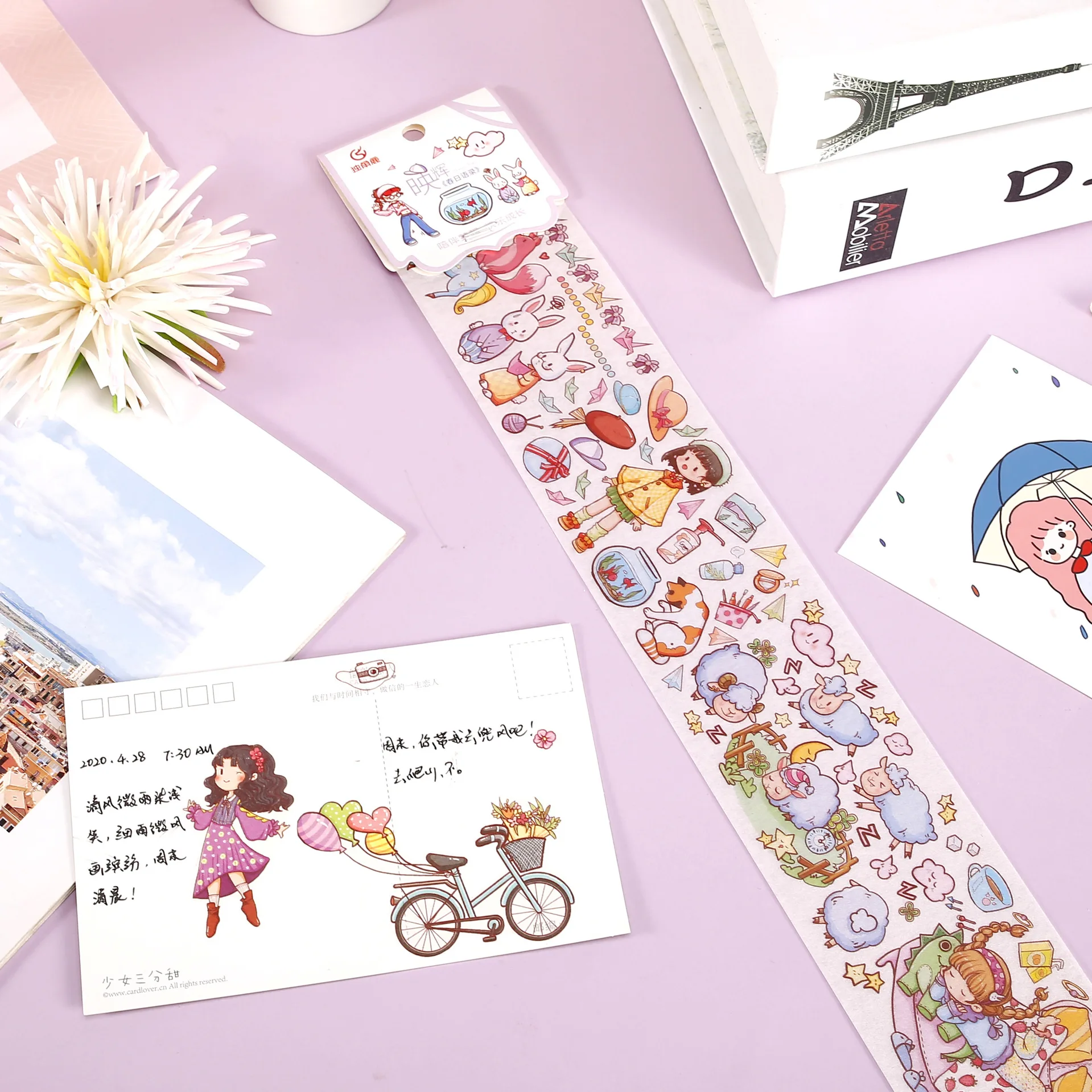 1 рулон милая васи-лента мультяшная девушка ежедневный узор маскировочная лента