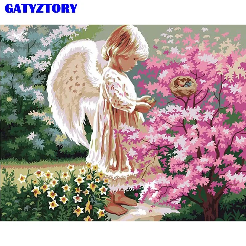 Frameless DIY Painting By Numbers angel oil paint by numbers kits Wedding Decoration Bedroom Decor Canvas Painting oil painting - Цвет: 99649