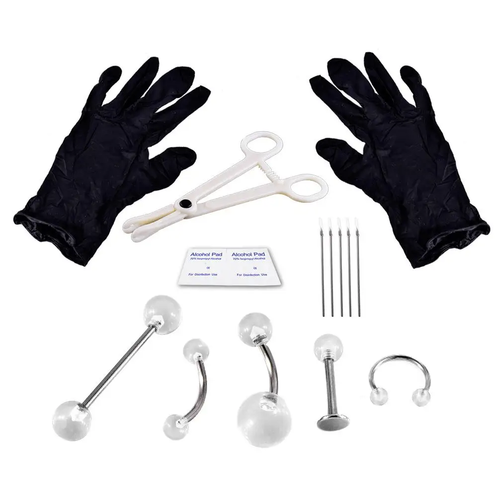 Ухо живота пупка сосок бровь губы нос кольцо язык иглы стерильные ювелирные