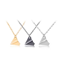 fashion fans jewelry paper airplane plane pendant one direction necklace gold black gun silver color