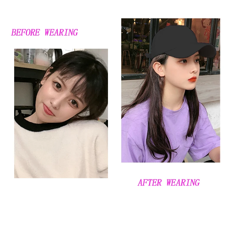Женская бейсболка из длинных волос цельный парик натуральных на лето 2019| |