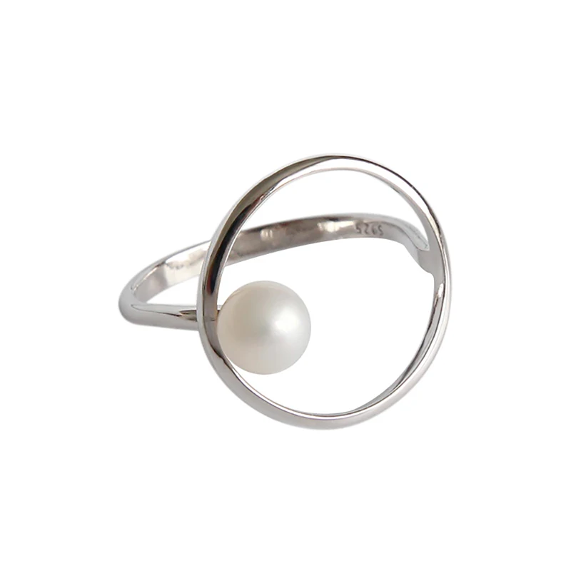 

BITWBI Minimalist Jewelry 100% 925 Sterling Silver Simple Geometric Ring Pearl Open Finger Rings for Women Girls Christmas Gift