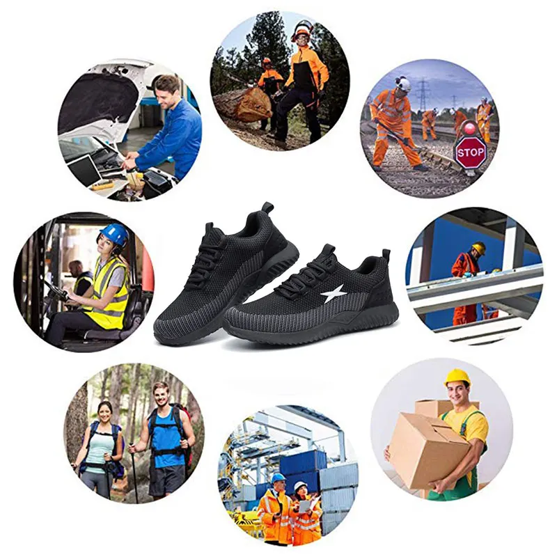

NASONBERG Men Safety Shoes Steel Toe Working Boots Lace up Work Safety Sneakers for Men Women Outdoor Security Footwears Work