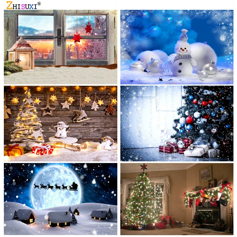 

Christmas Theme Photography Background Snowman Christmas tree Children Portrait Backdrops For Photo Studio Props 21622 SLHT-02