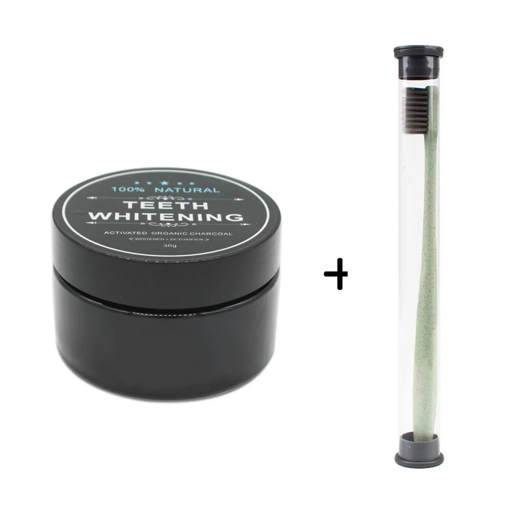 Отбеливающий порошок для зубов с пшеничной соломенной зубной щеткой набор