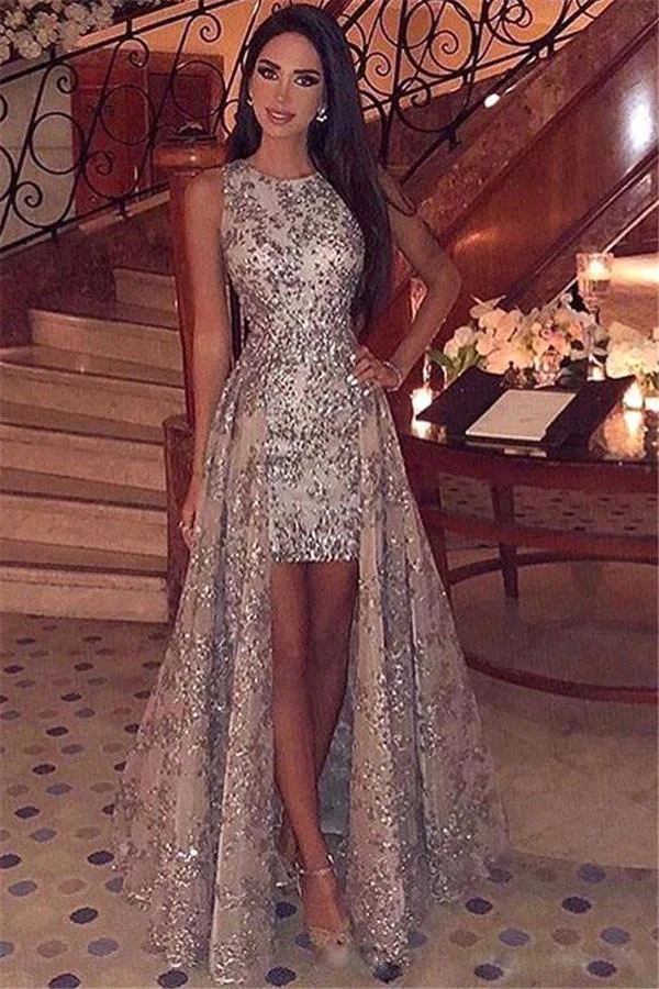 

Linglewei New Spring and Summer Women's Dress Sexy Sleeveless Solid Sequin O-Neck Asymmetrical High Street Dance Fashion