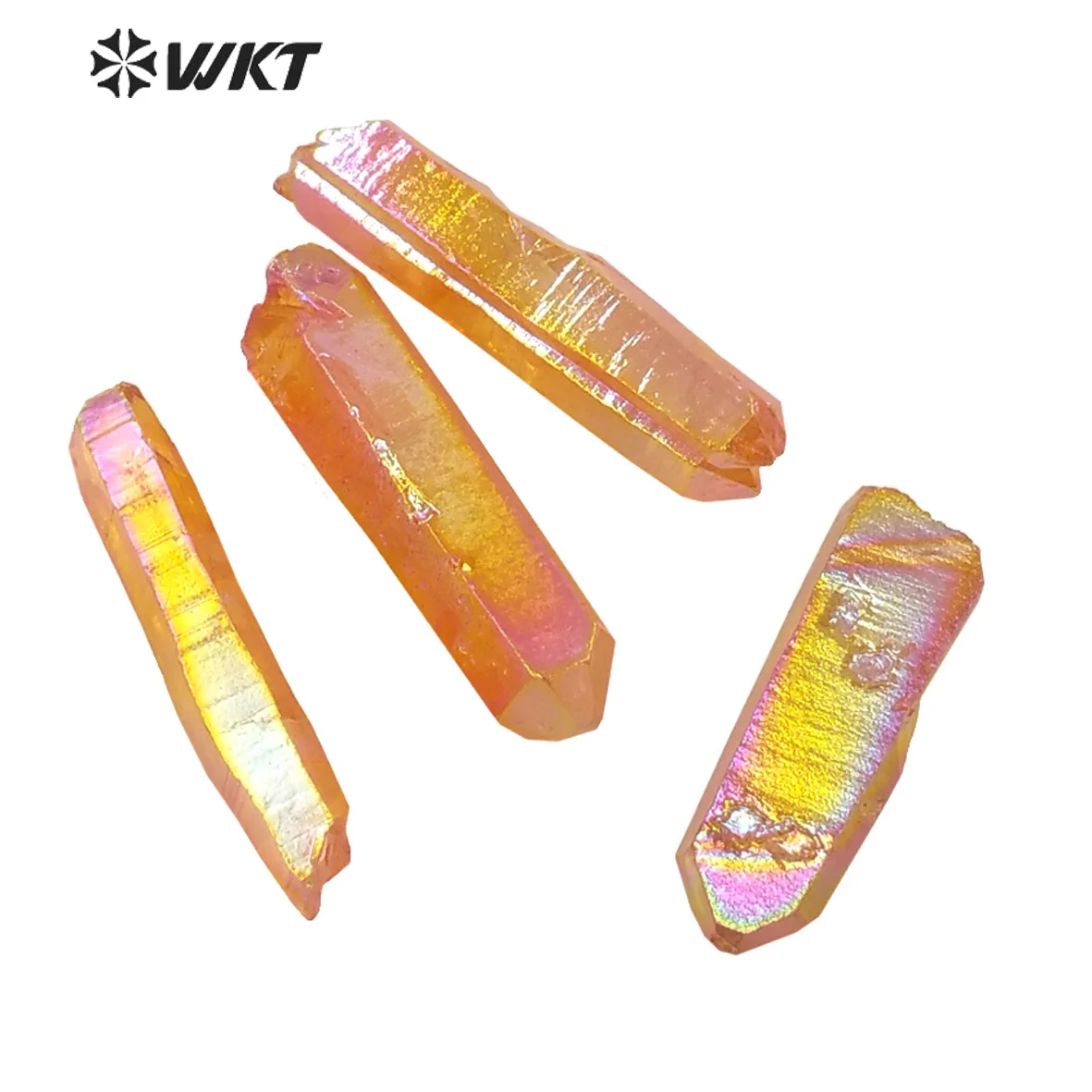 WT-G066 великолепный желтый мандарин Aura crystal point красивый необработанный титановый