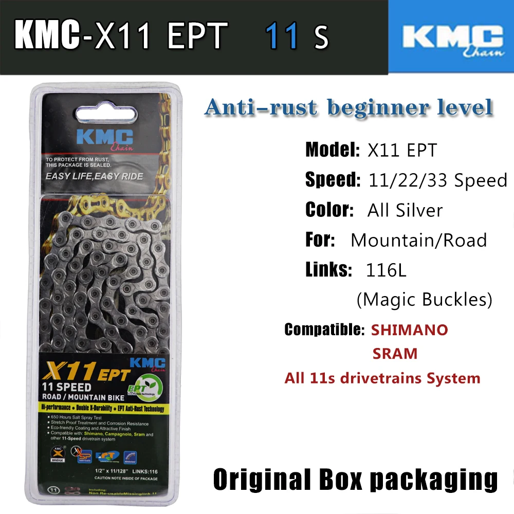 X11 EPT KMC X8 X 9 10 11 S EPT EL Z9 скоростной горный шоссейный велосипед полый золотой серебряный цепь для SRAM велосипедный маховик MTB части - Цвет: X11 EPT