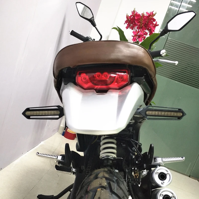 

Motorcycle White REFTurn Signals Tail Light LED Flowing Flashing Blinker Brake/Running Light DRL Flasher Tail Lamp For Honda