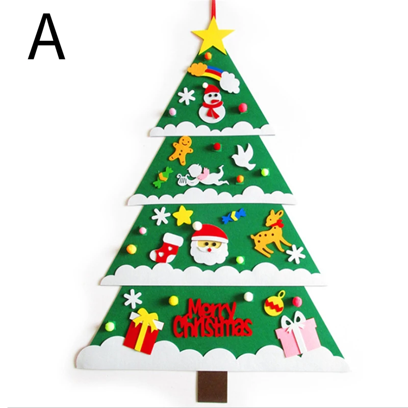 

DIY Christmas Tree Decor Felt Tree Santa Claus Kids Toys Christmas Decor for Home Xmas Hanging Ornaments New Year 2021 Gift