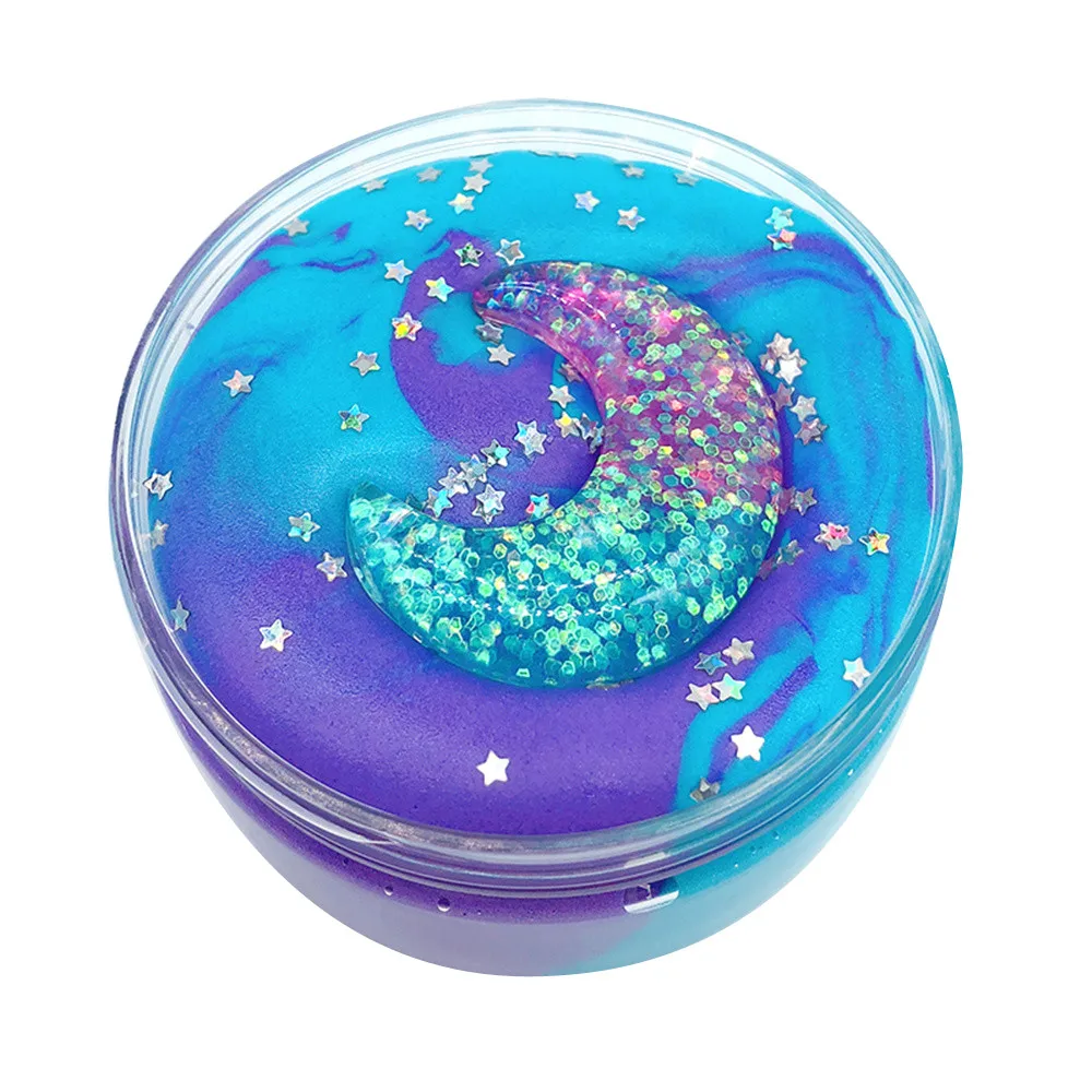

Children's moon flashing star slime pressed toy clay toy cotton moon flashing star slime puff glue decompressed clay toy игѬђки