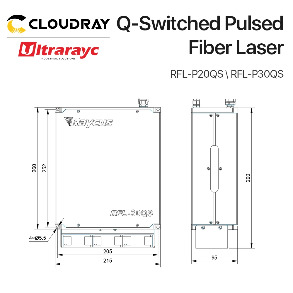 Ультрарайк 1064 м оригинальный Raycus Q-Переключаемый импульсный 20 Вт 30 волоконный