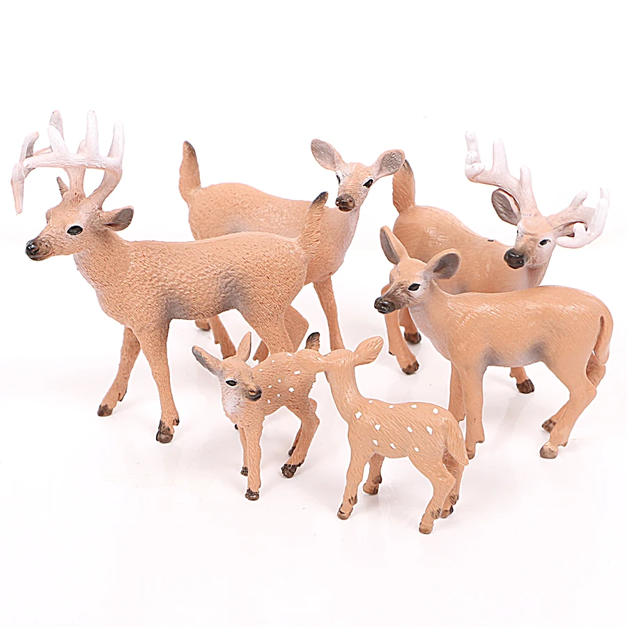 Моделирование фермы животных Олень модели статуэтки белый хвостый Семья дома