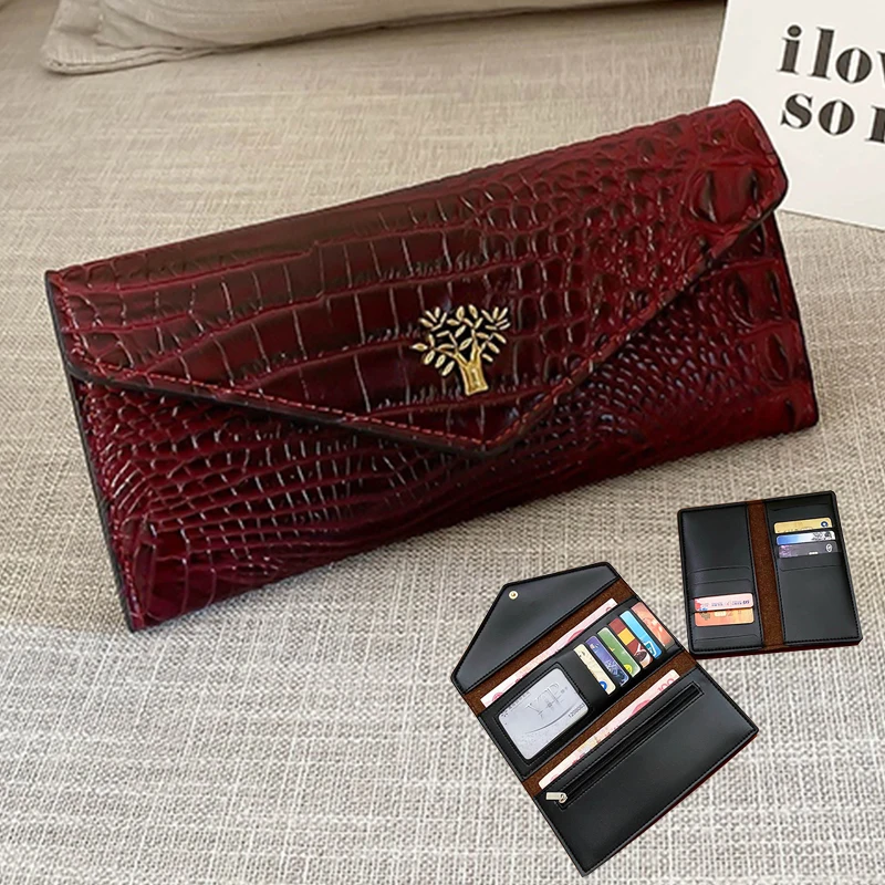 

Brand Women's Wallet PU Fashion Purse For Ladies Serpentine Card Holder Coin Handbag For Ladies Black Red Wallets