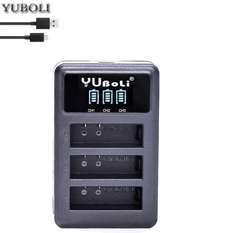 1400 мАч 3,85 В батарея AZ16-1+ светодиодный USB 3 слота зарядное устройство для Xiao mi Yi 2 4K батарея Xiao mi Yi Lite экшн-камеры - Цвет: one charger
